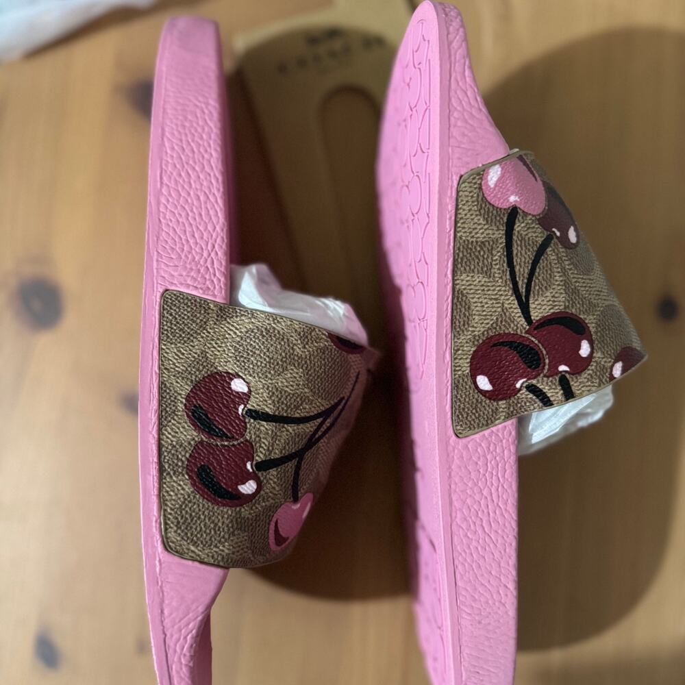🍒 Coach Udele Sport Slide In Signature Canvas With Cherry Print - Picture 8 of 11